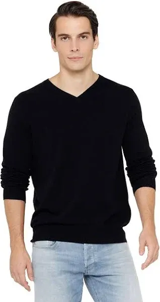 State Cashmere Men's Essential V-Neck Sweater 100% Pure Cashmere Classic Long Sleeve Pullover