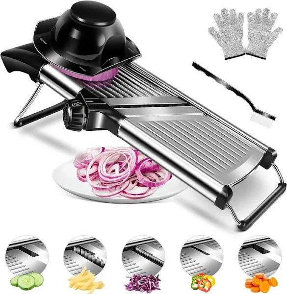 MasterTop Adjustable Mandoline Food Slicer Stainless Steel Slicer Vegetable Potato Onion Food Slicer for Kitchen Cut Potato Chip Vegetable Onion