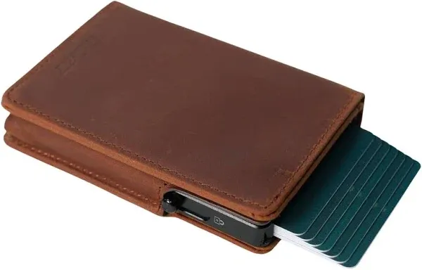 Double Oak Essentials RFID Blocking Top Grain Leather Pop-Up Wallet