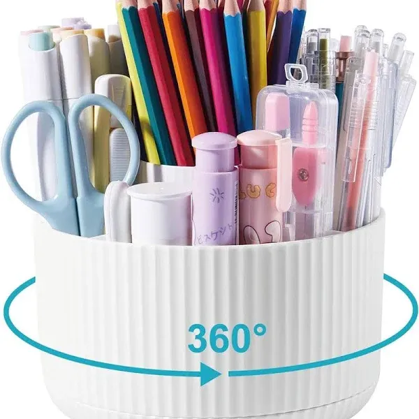 Lolocor Desk Pencil Pen Holder 5 Slots 360 Degree Rotating Pen Organizer Desk Pencil