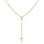 Barzel 18K Gold Plated Virgin Mary Rosary Bead Cross Necklace - Made in Brazil (18 inches)