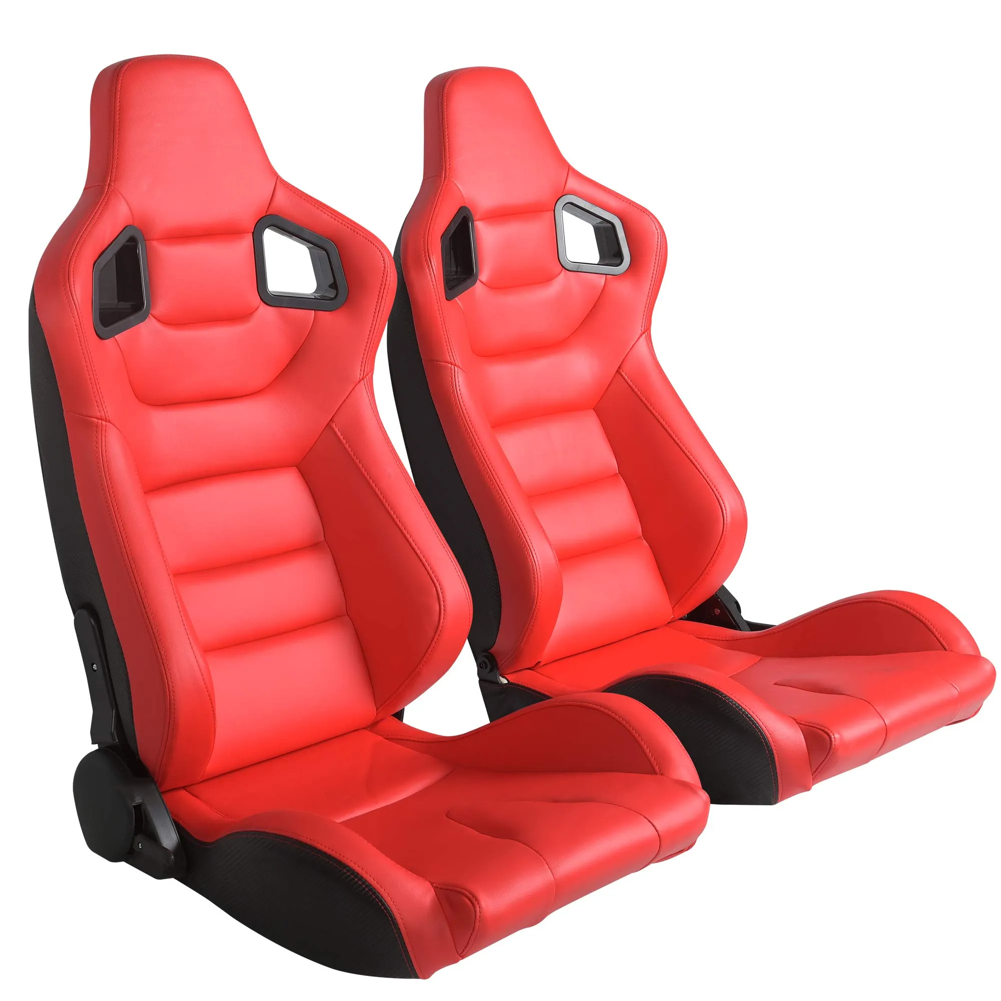 2Pcs Universal Racing Seats for BMW, PVC Racing seats w/ Dual Sliders