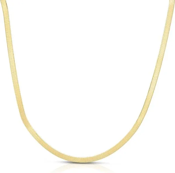 10k Yellow Gold Super Flexible Silky Herringbone Chain Necklace 0.12 Inch, 3mm