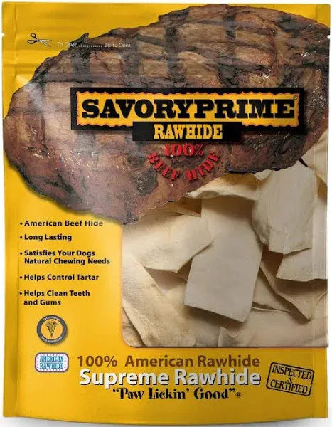 Savory Prime 459 Rawhide Chips Natural 2"x6" Bag Dog Treats, 1lb