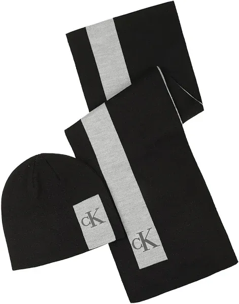 Calvin Klein Men's 2-Piece Logo Scarf & Beanie Hat Set