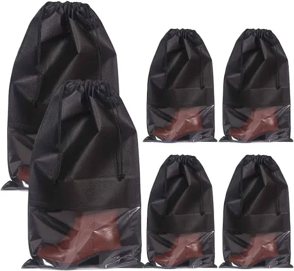 Set of 6 Tall Boot Bags for Travel Non-Woven with Rope for Women Large Shoe Protector Cover Storage Organizers Pouch