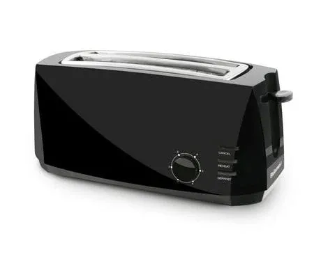 ECT4829B# Long Slot 4 Slice Toaster, Reheat 6 Toast Settings, Defrost, Cancel...