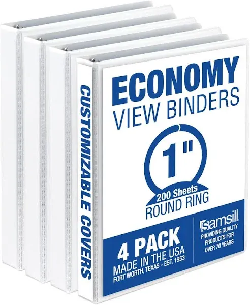 Economy 1.5 Inch 3 Ring Binder, Made in The USA, Round Ring Binder, Customiza...