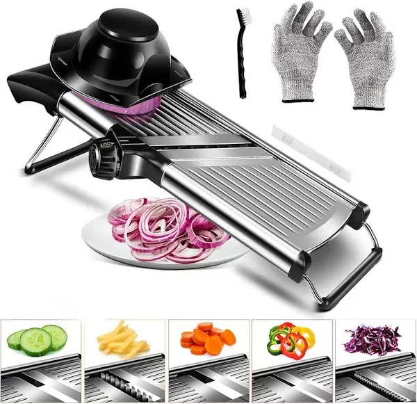 MasterTop Adjustable Mandoline Food Slicer Stainless Steel Slicer Vegetable Potato Onion Food Slicer for Kitchen Cut Potato Chip Vegetable Onion