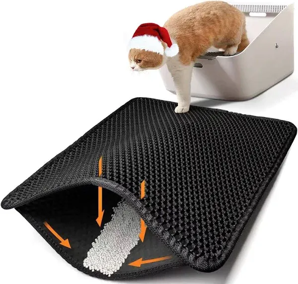 Conlun Cat Litter Mat Cat Litter Trapping Mat, Honeycomb Double Layer Design, Urine and Water Proof Material, Scatter Control, Less Waste，Easier to Clean,Washable