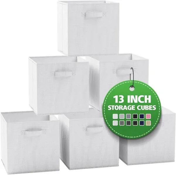 Fabric Storage Cubes For Cube Organizer 6 Pack Heavy Duty Textured Whitegrey Sto