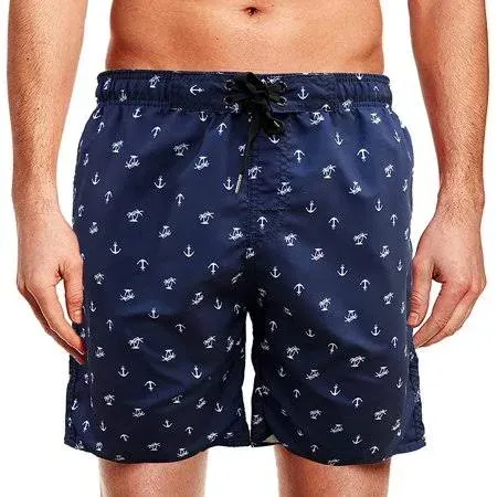 Nautica Men's Standard Quick Dry All Over Classic Anchor Print Swim Trunk