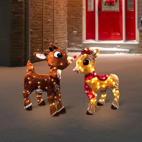 Northlight Lighted Rudolph and Clarice Outdoor Christmas Decorations