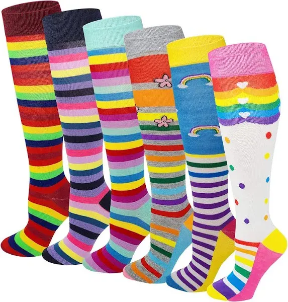 Women's Fancy Design Knee High Socks (6 Pairs)