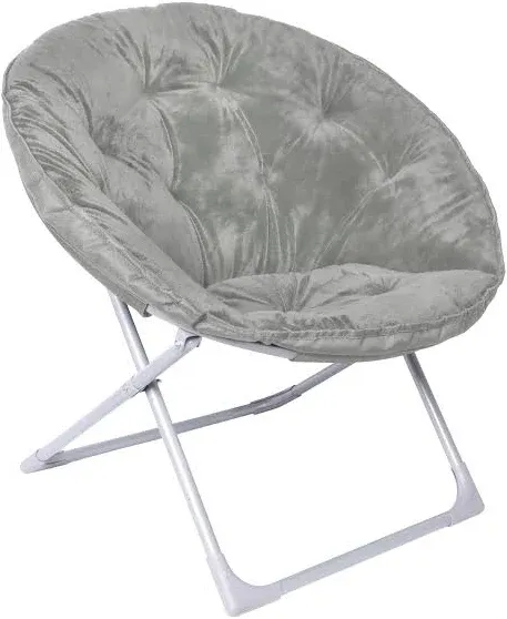 Amazon Basics Faux Fur Saucer Shaped Chair with Foldable Metal Frame