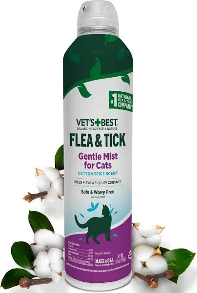 Vet's Best Flea & Tick Gentle Mist for Cats (Cotton Spice Scent)