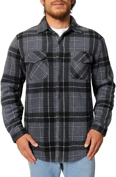 Men&#x27;s Plaid Fleece Jackets Super Plush Sherpa Lined Jacket Shirt Freedom Foundry