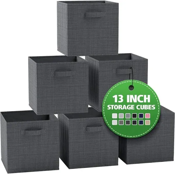 NEATERIZE 13x13x13 Large Storage Cubes - Set of 6 Storage Bins | Features Dual Handles | Cube Bins