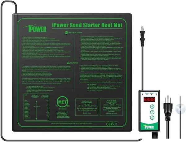 iPower 40-108 Degrees Digital Heat Mat Thermostat Controller and 20" x 20" Hydroponic