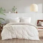 Comfort Spaces Soft Washed Pleated Duvet Cover Set - King, Neutral