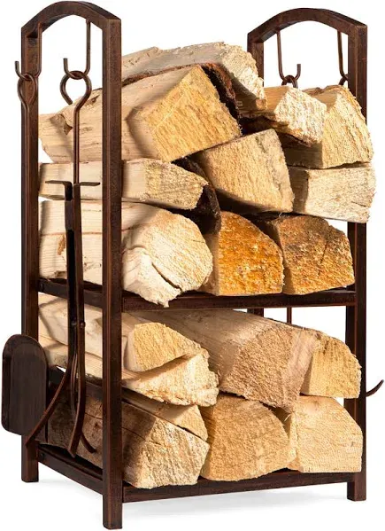 Best Choice Products 5-Piece Firewood Log Rack Holder Tools Set