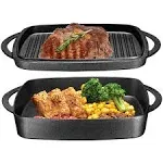 2 in 1 Enameled Cast Iron Square Casserole Baking Pan - Black