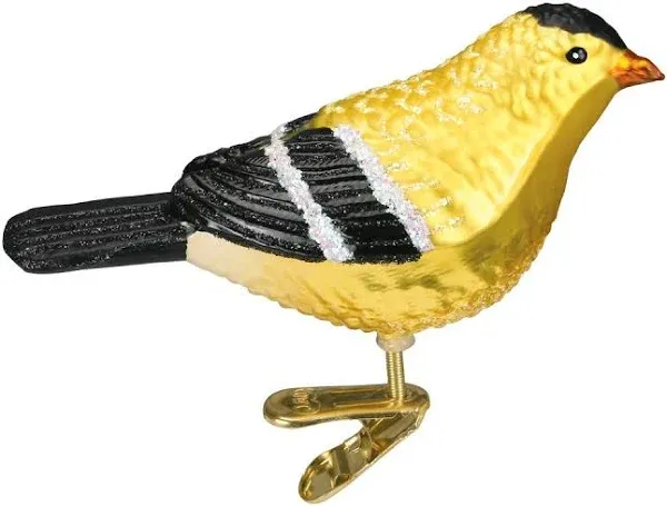 Old World Christmas Glass Blown Ornament, American Goldfinch (With OWC Gift Box)