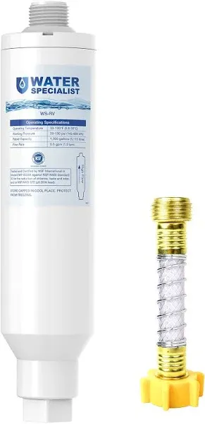 Waterspecialis<wbr/>t RV Inline Water Filter, NSF Certified - With Hose Protector