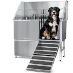 Kanis Professional Stainless Steel Dog Bathing Station - Dog Grooming Tub w/Ramp, Storage Drawer, Floor Grate & Faucet/Dog Bathtub for Large, Medium