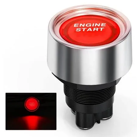 Nilight Start Engine Button 12V DC 50A SPST on Off Momentary Switch Blue Car Start Engine Button Stater Push Start Ignition Switch for Racing Sport Cars Trucks, 2 Years Warranty