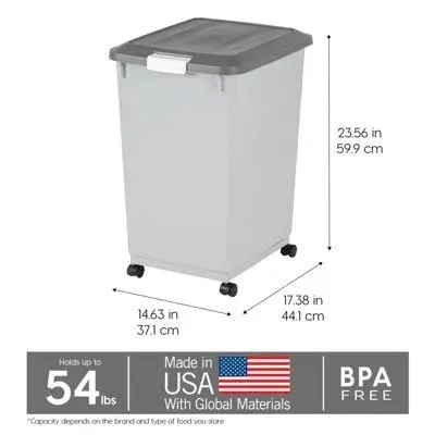 IRIS USA Dog Food Storage Container with Wheels Airtight Lid 2-Cup Scoop