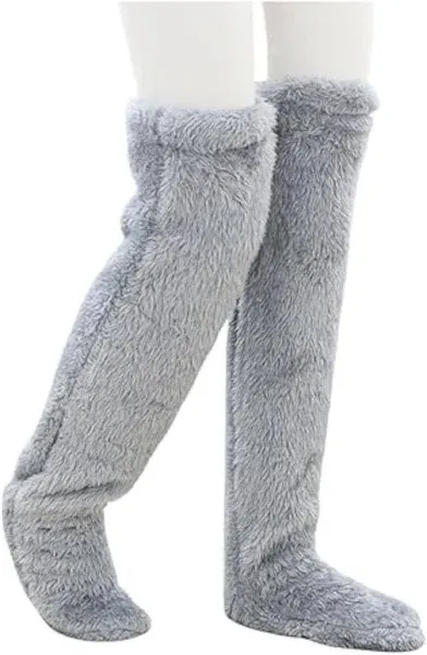 Peoaieh Over Knee High Fuzzy Socks Plush Slipper Stockings Furry Long Leg Warmers Winter Home Sleeping Socks