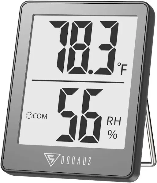 DOQAUS Digital Hygrometer Indoor Thermometer Room Thermometer with 5s Fast Refresh Temperature Humidity Monitor for Bed Room, Baby Room, Basement, Greenhouse, Office (Grey)