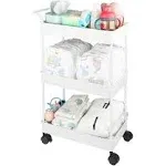 Volnamal Baby Diaper Caddy Plastic Movable Cart for Newborn Nursery Essentials Diaper Storage Caddy Organizer for Changing Tabl