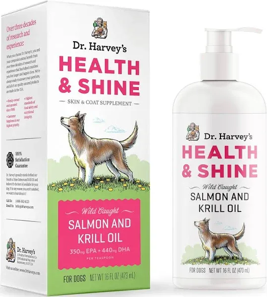 Dr. Harvey&#039;S Health &amp; Shine Salmon And Krill Fish Oil For Dogs- Supports Healthy