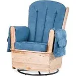 Foundations SafeRocker Standard Glider Rocker - Baby Feeding and Rocking Chair for Nursery, Daycare Environment - Nursery Rocking Chairs with Wood Skirt Base - Tan Vinyl