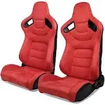 2 Pieces Universal Racing Seats with Dual Lock Sliders, PVC Leather, Steel Frame, 1 Pair of Racing Bucket Seats, 21.6''x21.6''x36.6'', Red