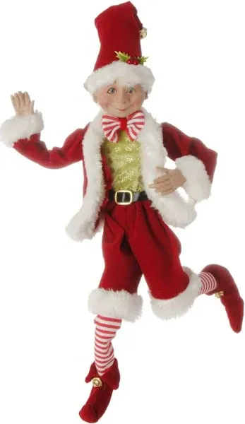 Raz Imports 16 Inch Posable Elf in Santa Outfit