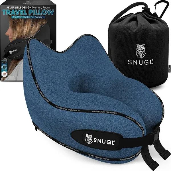 Hypoallergenic Memory Foam Travel Neck Pillow with Adjustable Straps &amp; Carry Bag