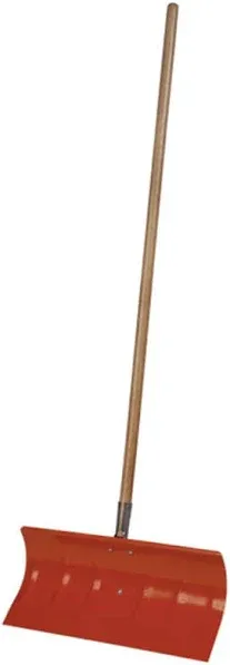 Bigfoot Steel Snow Shovel Pusher Design - 20" Blade - Non-Stick Coating - Wooden Handle