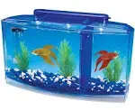 Penn-Plax Deluxe Triple Betta Bow Aquarium Tank - Includes Under Gravel Filter & Plastic Plants - 0.7 Gallon