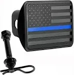 eVerHITCH USA Black Metal Flag Hitch Plug Cover, Fits 2&#034; Receiver