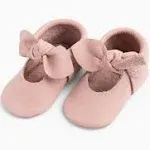 Freshly Picked Knotted Bow Baby Girl Shoes Soft Sole or Hard Sole, Premium Leather Baby Shoes Handmade in Utah, Infant to Toddler Sizes