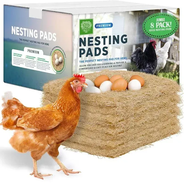 Small Pet Select - Chicken Nesting Pads (8-Pack), 13x13, for Hens, Fits Most Nesting Boxes, Chicken Coop Nest Liners