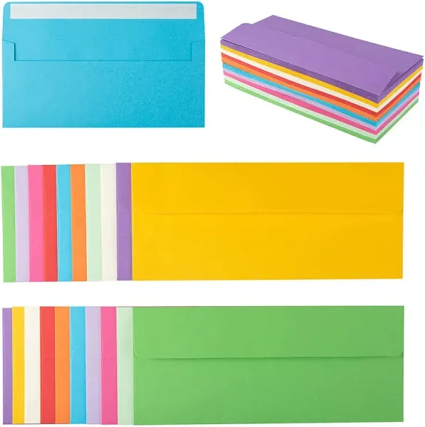 Wishop Colorful #10 Business Envelopes Self Seal Standard Envelopes for Office Checks