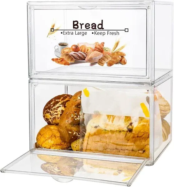 2-Pack Countertop Large Bread Boxes