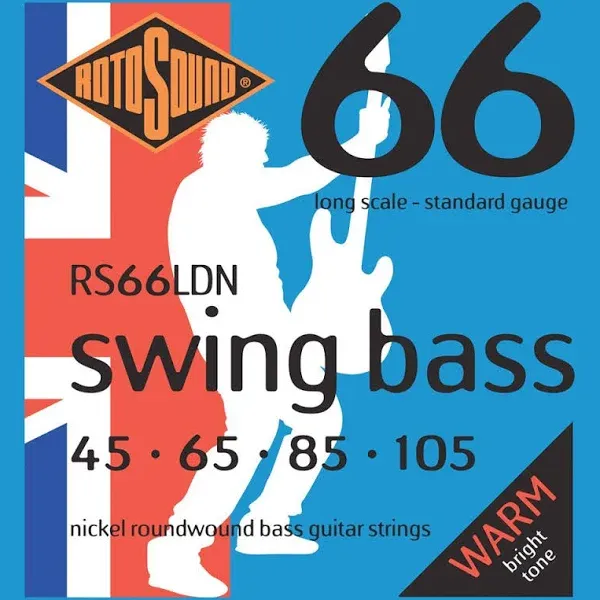 Rotosound RS66LF Swing Bass 66 Stainless Steel Bass Guitar Strings (45 65 85 105)