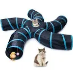 Cat 5 Way Collapsible Interactive Maze Play Tunnel Black/Blue