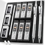 Nicpro Mechanical Pencils Set 0.5 mm and 0.7 mm 4 Tubes HB Pencil Lea