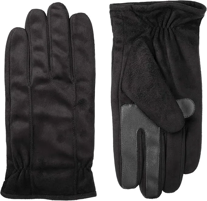 isotoner mens Microfiber Touchscreen Texting Warm Lined Cold Weather Gloves With Water Repellent Technology